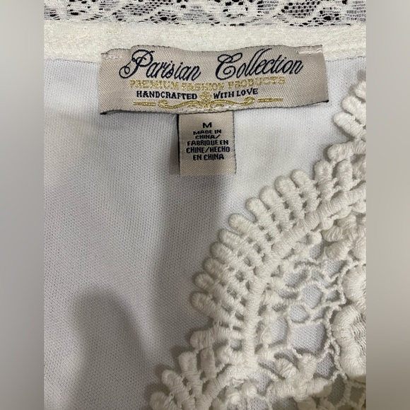 Parisian Collection White Lace Boat neck Short Sleeve Blouse Top size M - Picture 14 of 14